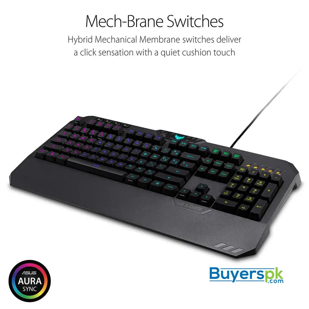 ASUS TUF K5 Mechanical Membrane RGB Gaming Keyboard with Programmable Onboard Memory Media Controls and Aura Sync RGB Lighting - Keyboard ASUS TUF K5 Mechanical Membrane RGB Gaming Keyboard with Programmable Onboard Memory Media Controls and Aura Sync RGB Lighting - Keyboard
